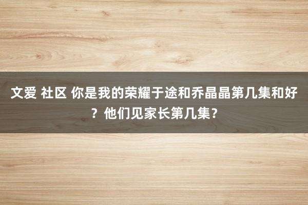 文爱 社区 你是我的荣耀于途和乔晶晶第几集和好？他们见家长第几集？